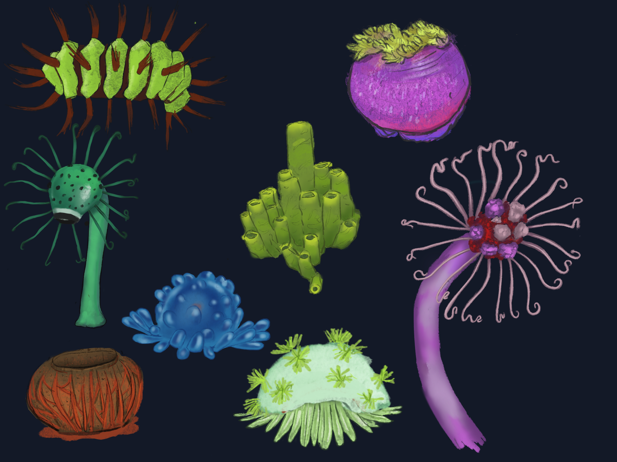 Rendered image of sea flora