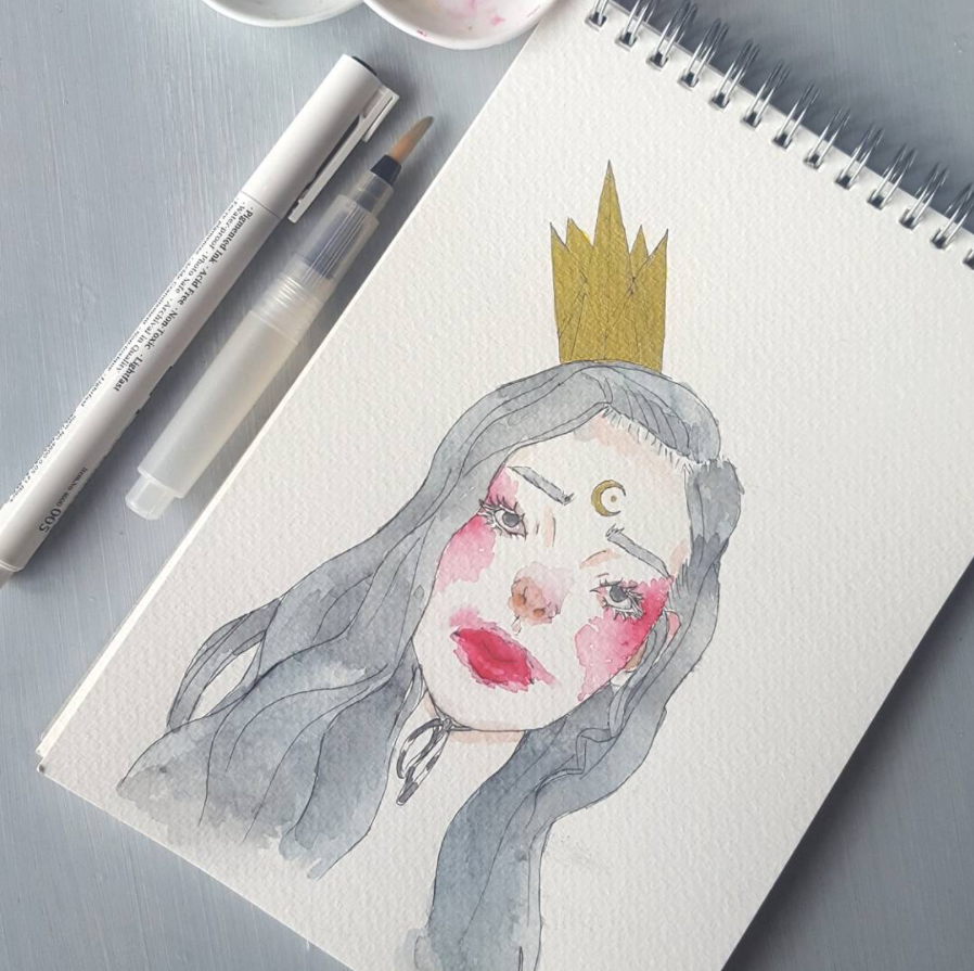 Watercolor image of princess