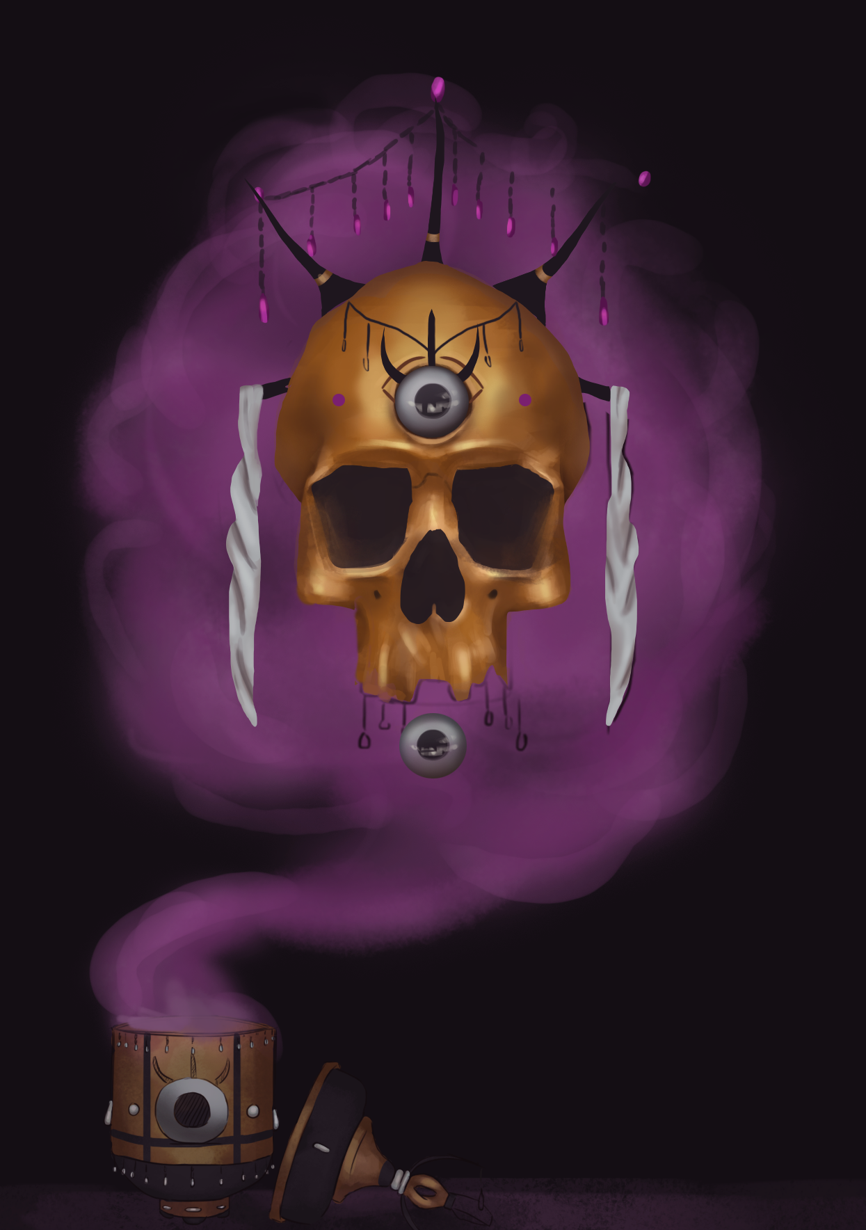 Sketch of fantasy skull